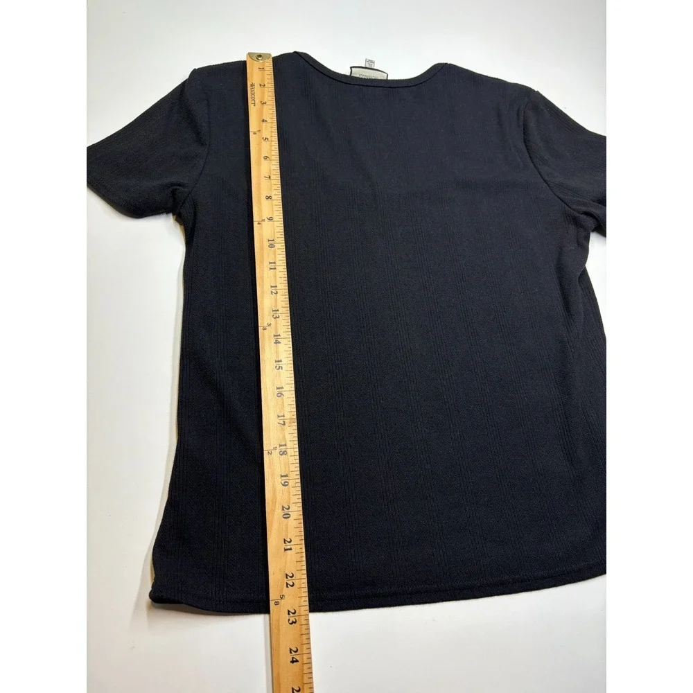 Tuckernuck Blouse Womens XL Black Knit Ribbed Pullover Tee Scoopneck - Picture 6 of 7